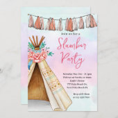 ボーホー ティーピー テント スリープオーバー パーティー 招待状 (正面/裏面)