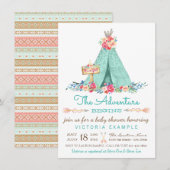 ボーホー ティーピー ラスティック ガール ベビーシャワー 招待状 (正面/裏面)