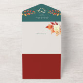 ボーホー ティール オレンジ 秋のウェディング オールインワン招待状 (外側)