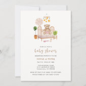 ボーホー テディベアの産院 赤ちゃんのおしゃれな歓迎会 招待状 (正面)