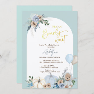 ボーホー テディベア パンプキン 男の子 ベアリーベイビー シャワー 招待状