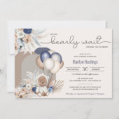 ボーホー テディベア & 風船 ベアリー ウェイト ベイビー シャワー 招待状 (正面)