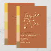 ボーホー テラコッタ ウェディング 招待状 (正面/裏面)