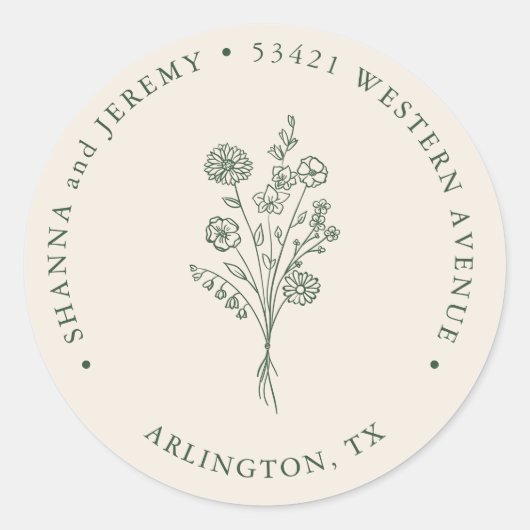 ボーホー テラコッタ エレガント ミニマル | 返信先住所ラベル ラウンドシール (正面)