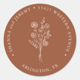 ボーホー テラコッタ エレガント ミニマル | 返信先住所 ラウンドシール