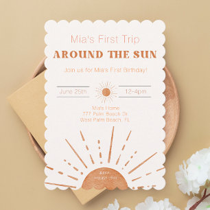 ボーホー テラコッタ オレンジ 初めての太陽の周りを旅する  招待状