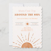 ボーホー テラコッタ オレンジ 初めての太陽の周りを旅する 招待状 (正面)