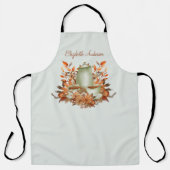 ボーホー テラコッタ サージ グリーン ティーパーティー フラワーティー ショップ カフェ エプロン (正面)