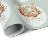 ボーホー テラコッタ サージ グリーン ティーパーティー フラワーレース イベント ギフト ラッピングペーパー (ロールコーナー)