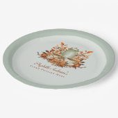 ボーホー テラコッタ サージ グリーン フラワーパーティー ペーパープレート (アングル)