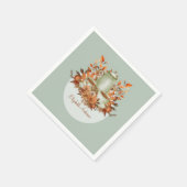 ボーホー テラコッタ サージ グリーン フラワー パーティー どんなイベントでも スタンダードカクテルナプキン (角)