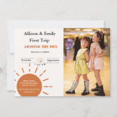 ボーホー テラコッタ ツインズ 初旅行 初誕生日 招待状 (正面)