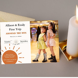 ボーホー テラコッタ ツインズ 初旅行 初誕生日 招待状