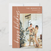 ボーホー テラコッタ ハッピー ホリデーズ フォト シーズンカード (正面)