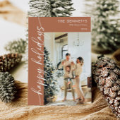 ボーホー テラコッタ ハッピー ホリデーズ フォト シーズンカード