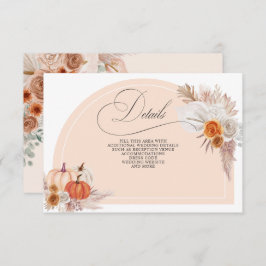 ボーホー テラコッタ パンパス カボチャ 秋のディテール エンクロージャーカード