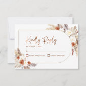 ボーホー テラコッタ パンパス グラス アーチ ブライダル シャワー 出欠カード (正面)