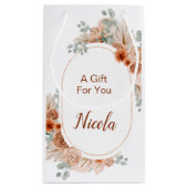 ボーホー テラコッタ パンパス グラス ブライダル シャワー スモールペーパーバッグ (裏面)