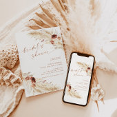 ボーホー テラコッタ パンパス グラス ブライダル シャワー 招待状