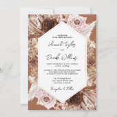 ボーホー テラコッタ パンパス グラス QR コード RSVP ウェディング 招待状 (正面)