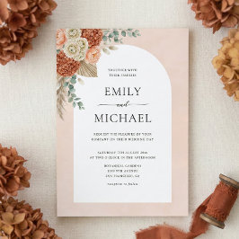 ボーホー テラコッタ フラワーフォール ウェディング 招待状