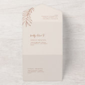 ボーホー テラコッタ ミニマリスト フォリアージュ ウェディング オールインワン招待状 (外側)