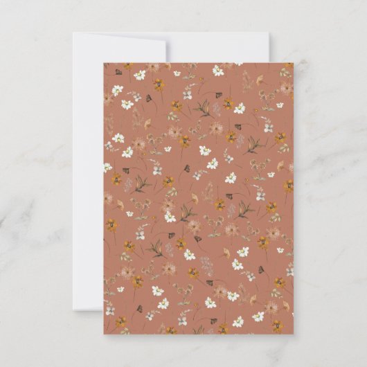 ボーホー テラコッタ ワイルドフラワーズ アーチ ブライダルシャワー サンキューカード (裏面)