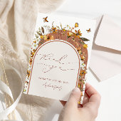 ボーホー テラコッタ ワイルドフラワーズ アーチ ブライダルシャワー サンキューカード