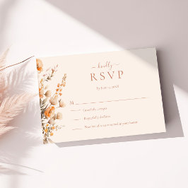 ボーホー テラコッタ ワイルドフラワー ウェディング RSVP カード