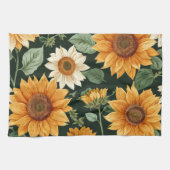ボーホー テラコッタ ヴィンテージ ヒマワリ柄 キッチンタオル (横)