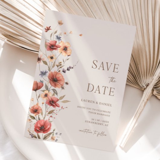 ボーホー テラコッタ Save The Date 結婚式招待状 セーブザデート