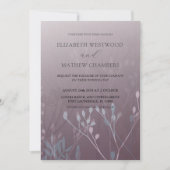 ボーホー ディープパープル プレスド フォリアージ ウェディング 招待状 (正面)