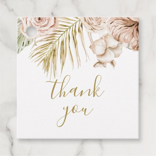 ボーホー トロピカル フラワーとパームのお礼 フェイバータグ (正面)