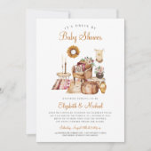 ボーホー ドライブ バイ テラコッタ ニュートラル ベビーシャワー 招待状 (正面)