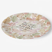 ボーホー ドライリーフとフラワーのブライズシャワー ペーパープレート (アングル)