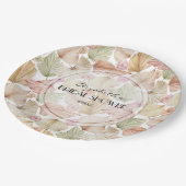 ボーホー ドライリーフとフラワーのブライダルシャワー ペーパープレート (アングル)