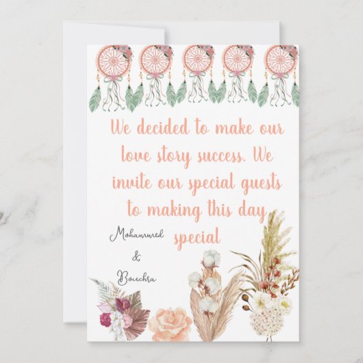 ボーホー ドリームキャッチャー ウェディング インビテーション セット (正面)