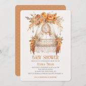 ボーホー ドリームキャッチャー フラワガール コット 赤ちゃんのシャワー 招待状 (正面/裏面)