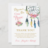 ボーホー ドリームキャッチャー ベビーシャワー 感謝カード 招待状 (正面)