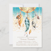 ボーホー ドリームキャッチャー ベビーシャワー 招待状 (正面)