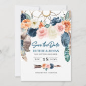 ボーホー ドリームキャッチャー 保存日 結婚式招待状 招待状 (正面)