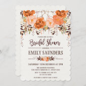 ボーホー ドリームキャッチャー 秋の花 フラワー ブライダルシャワー 招待状 (正面/裏面)