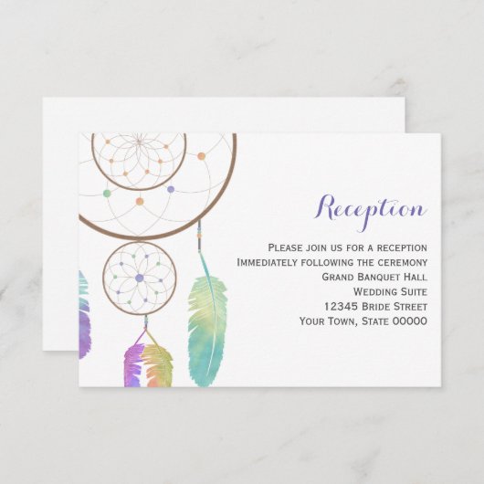 ボーホー ドリームキャッチャー 結婚式 披露宴 案内カード エンクロージャーカード (正面/裏面)
