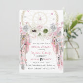 ボーホー ドリーム キャッチャー フェザーズ ピンク グレー アイボリー 招待状 (スタンド正面)