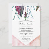 ボーホー ドリーム キャッチャー & 羽根 ウェディング 招待状 (正面)