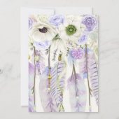 ボーホー ドリーム キャッチャー 羽根 ラベンダー 緑 招待状 (裏面)