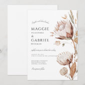 ボーホー ニュートラル フラワー ウェディング 招待状 (正面/裏面)