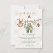 ボーホー ネイチャー ベイビー シャワーのためのおしゃれな衣類ラインの本 招待状 (正面)