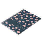 ボーホー ネイビーとピンクの花柄 オーダーメイド ブライダルシャワー ノートブック (左側)