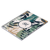 ボーホー ネイビー ティール ゴールド リーフ ノートブック (左側)